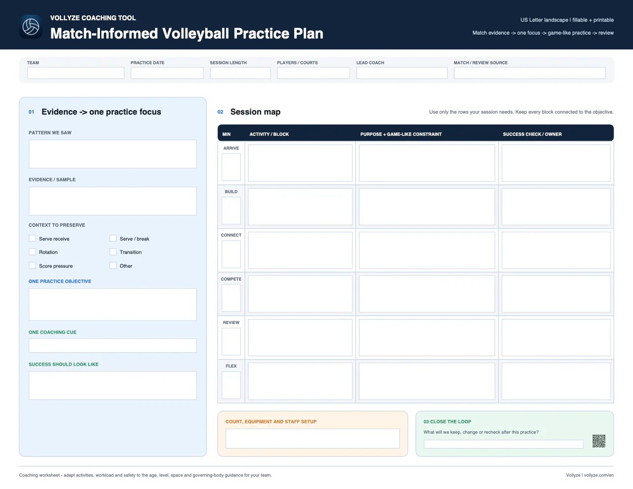 Free fillable volleyball practice plan template for coaches